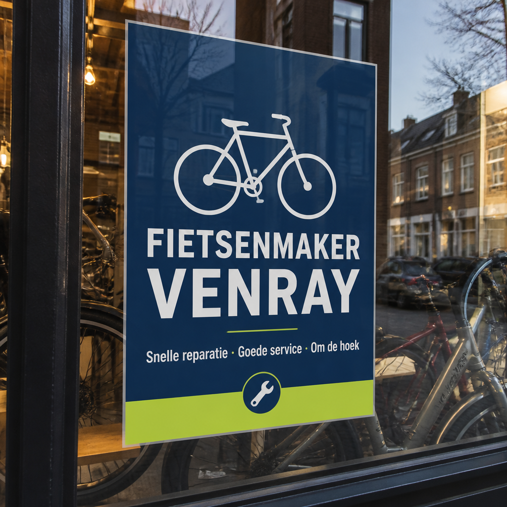 Fietsenmaker Venray — Reclameposter voor lokale fietsenmaker